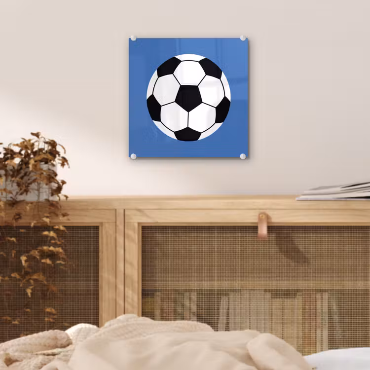 Glass Print - Soccer - Black and White - Sports - Illustration - Blue — 5