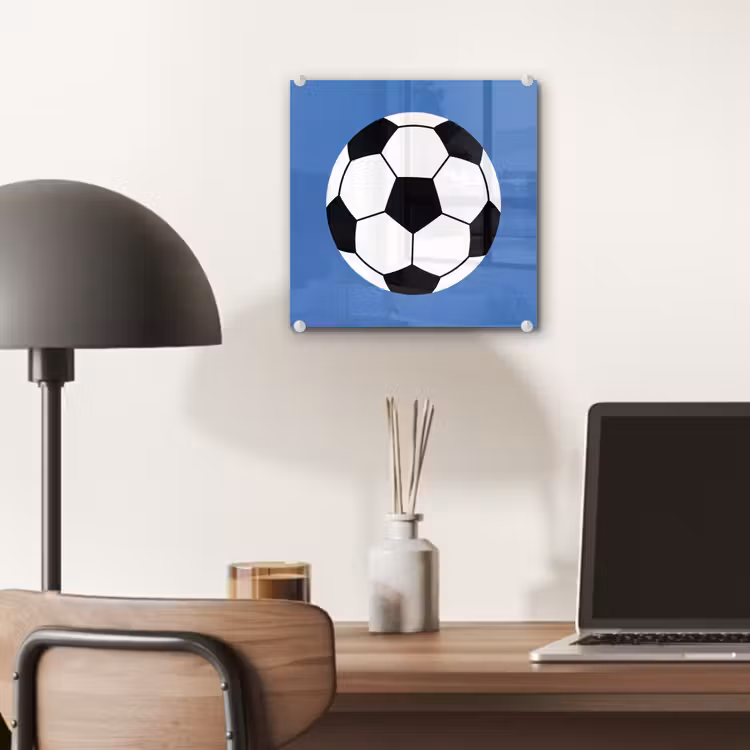 Glass Print - Soccer - Black and White - Sports - Illustration - Blue — 7