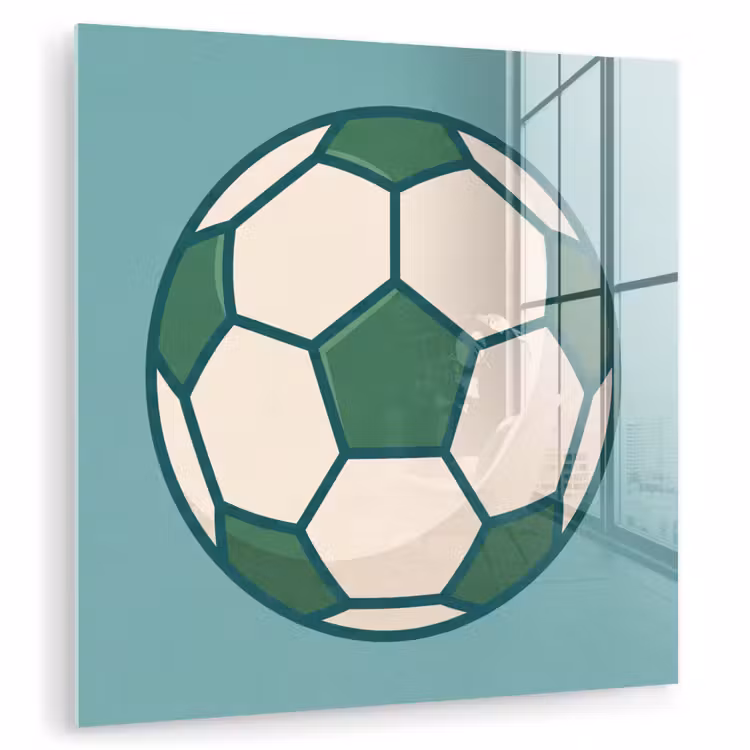 Glass Print - Soccer - Geometric - Sports - Illustration - Blue-green — 1