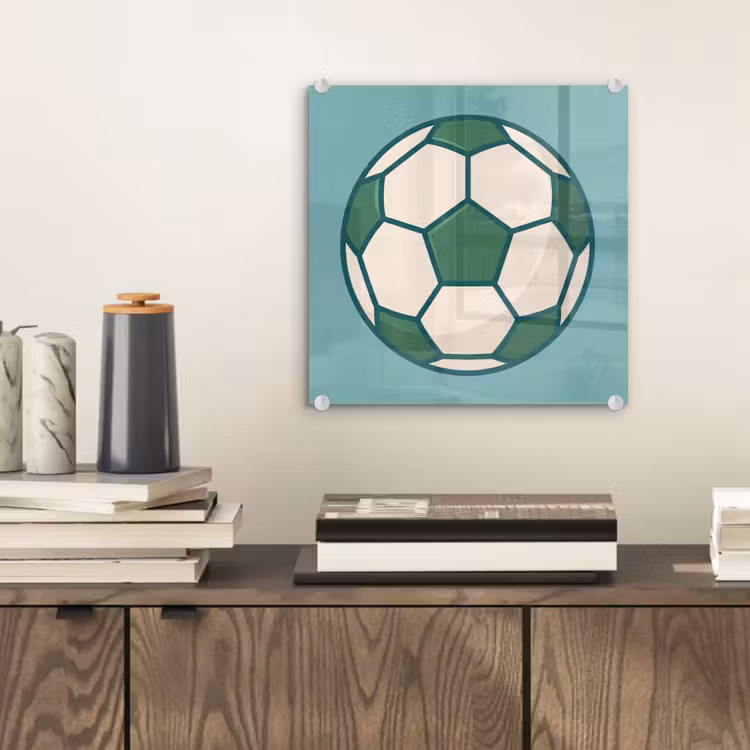Glass Print - Soccer - Geometric - Sports - Illustration - Blue-green — 2