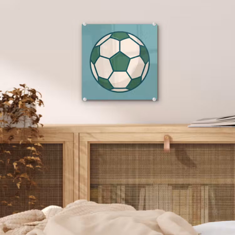 Glass Print - Soccer - Geometric - Sports - Illustration - Blue-green — 5