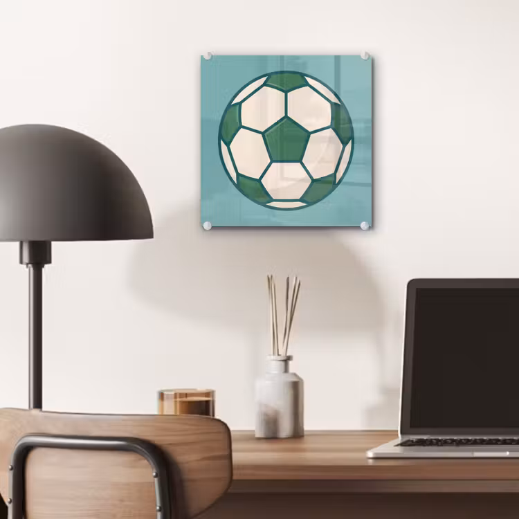 Glass Print - Soccer - Geometric - Sports - Illustration - Blue-green — 7
