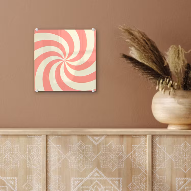 Glass Print - Spiral - Pattern - Abstract - Pink - Beige — 6