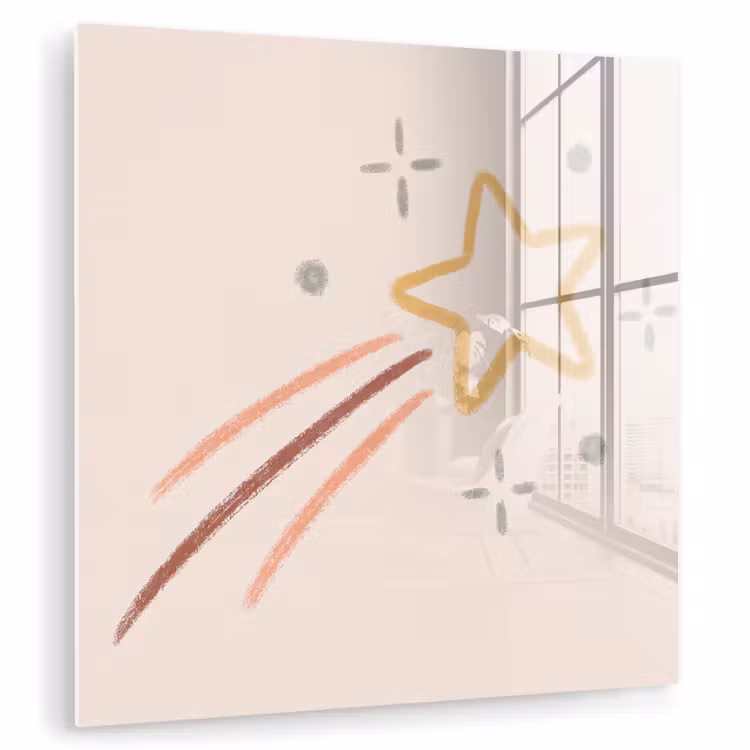 Glass Print - Star - Falling - Illustration - Pastel — 1