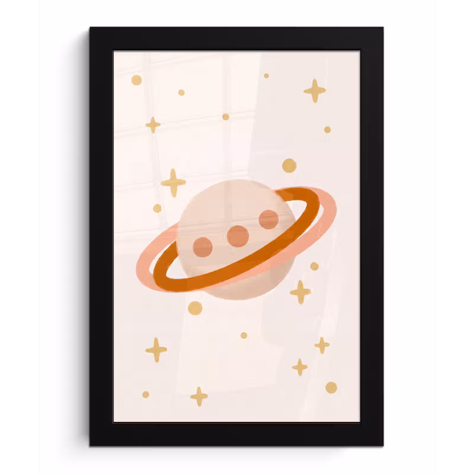 Framed Prints - Planet - Rings - Space - Illustration - Beige — 1