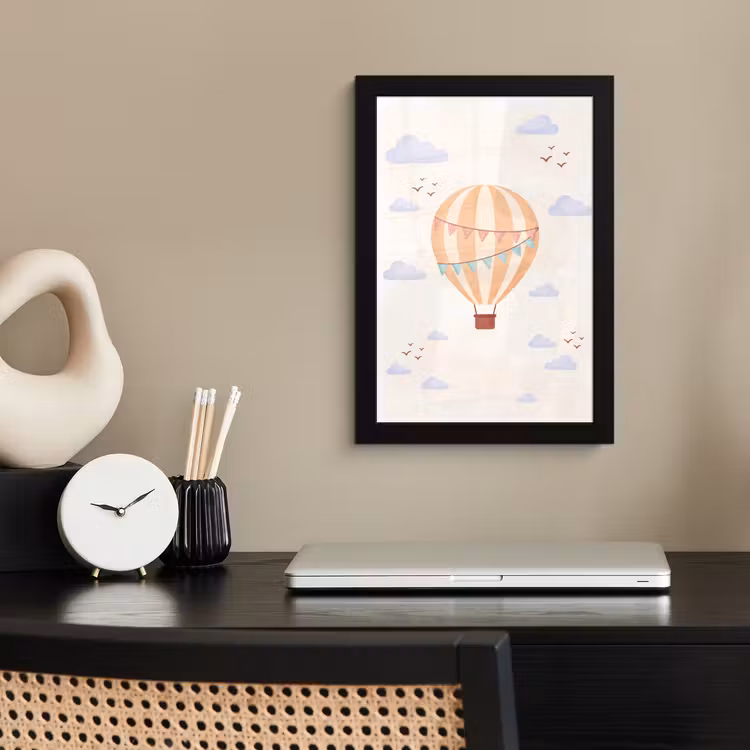 Framed Prints - Hot Air Balloon - Clouds - Illustration - Soft - Children's Room — 2