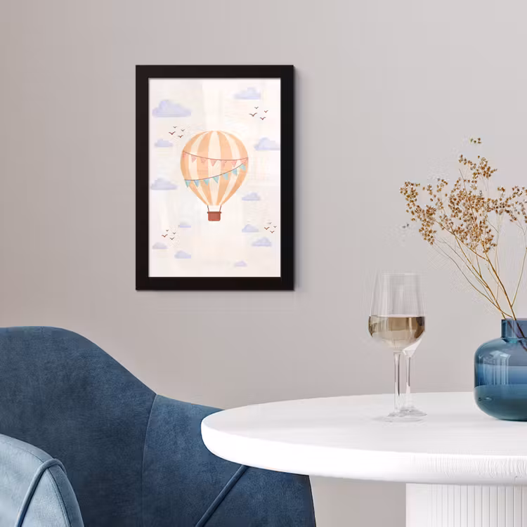 Framed Prints - Hot Air Balloon - Clouds - Illustration - Soft - Children's Room — 4