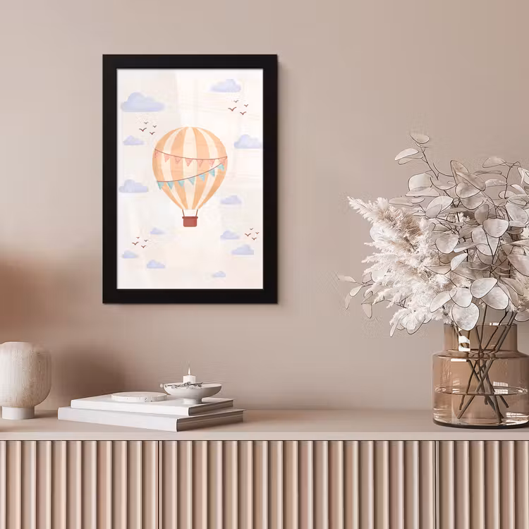 Framed Prints - Hot Air Balloon - Clouds - Illustration - Soft - Children's Room — 5