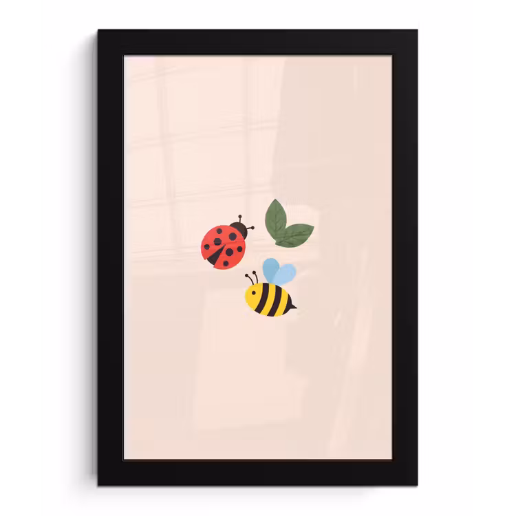 Framed Prints - Insect - Leaf - Nature - Playful - Illustration — 1