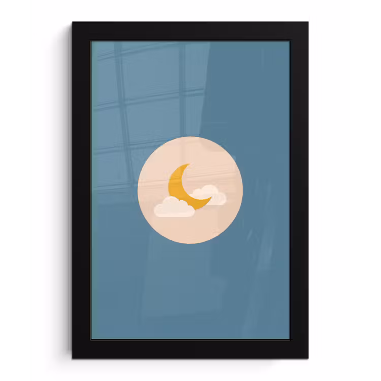 Framed Prints - Moon - Clouds - Nature - Abstract - Yellow — 1