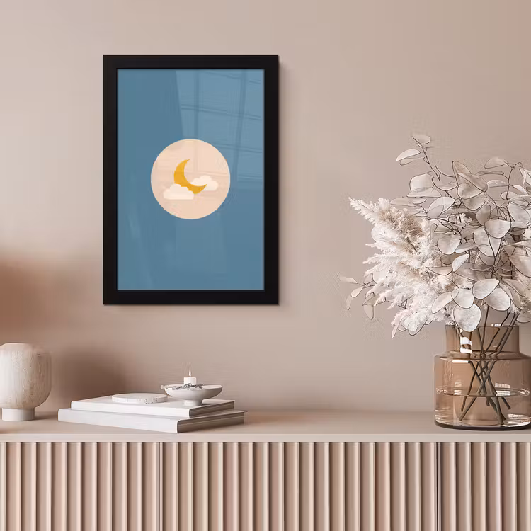 Framed Prints - Moon - Clouds - Nature - Abstract - Yellow — 5