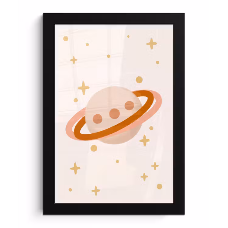 Framed Prints - Planet - Rings - Space - Illustration - Beige — 1