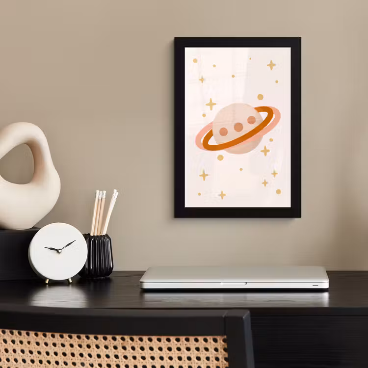 Framed Prints - Planet - Rings - Space - Illustration - Beige — 2
