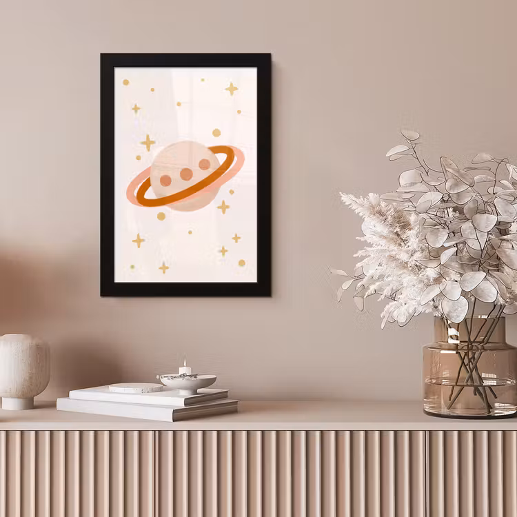 Framed Prints - Planet - Rings - Space - Illustration - Beige — 5