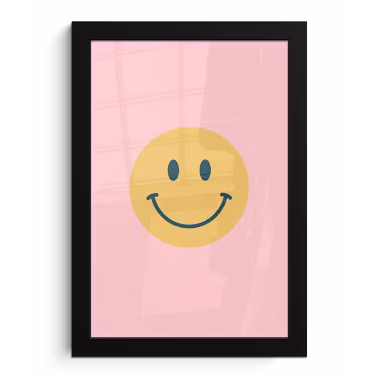 Framed Prints - Smiley - Yellow - Pink - Symbol - Minimalist — 1