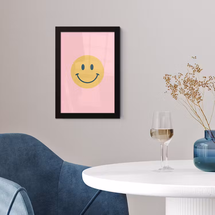 Framed Prints - Smiley - Yellow - Pink - Symbol - Minimalist — 4