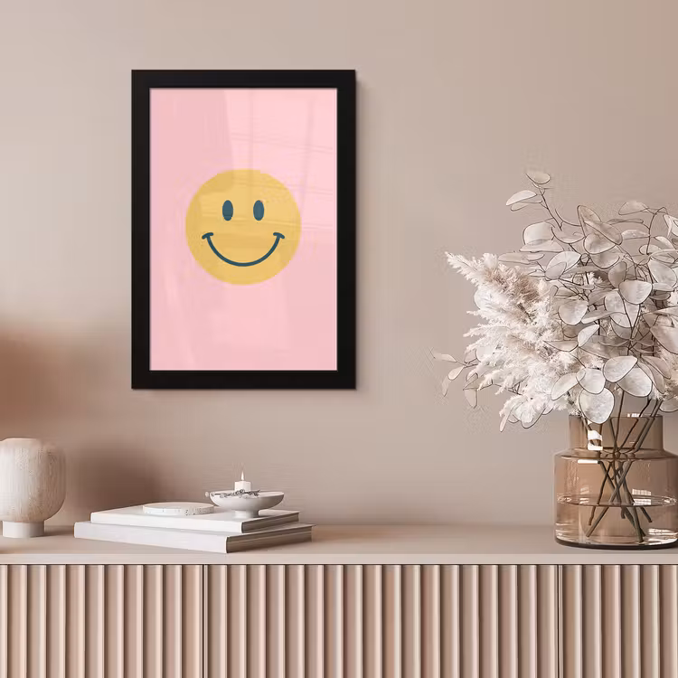 Framed Prints - Smiley - Yellow - Pink - Symbol - Minimalist — 5