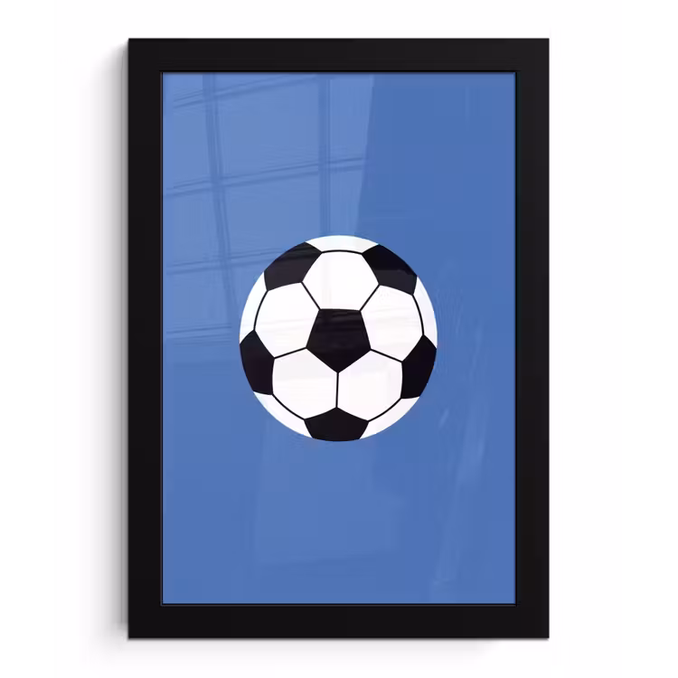 Framed Prints - Soccer - Black and White - Sports - Illustration - Blue — 1