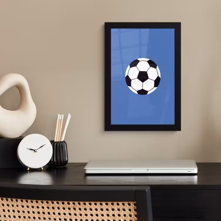 Framed Prints - Soccer - Black and White - Sports - Illustration - Blue — 2
