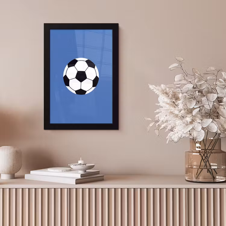 Framed Prints - Soccer - Black and White - Sports - Illustration - Blue — 5