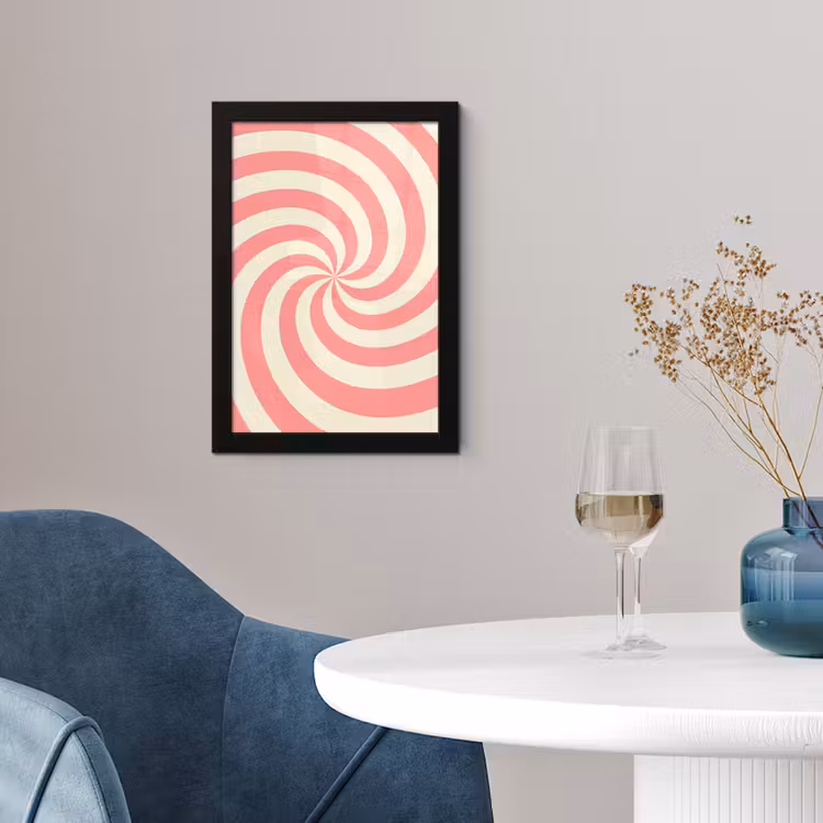 Framed Prints - Spiral - Pattern - Abstract - Pink - Beige — 4