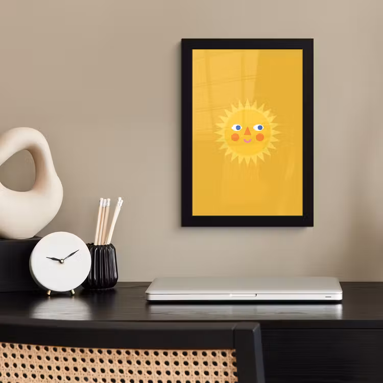 Framed Prints - Sun - Face - Summer - Illustration - Yellow — 2