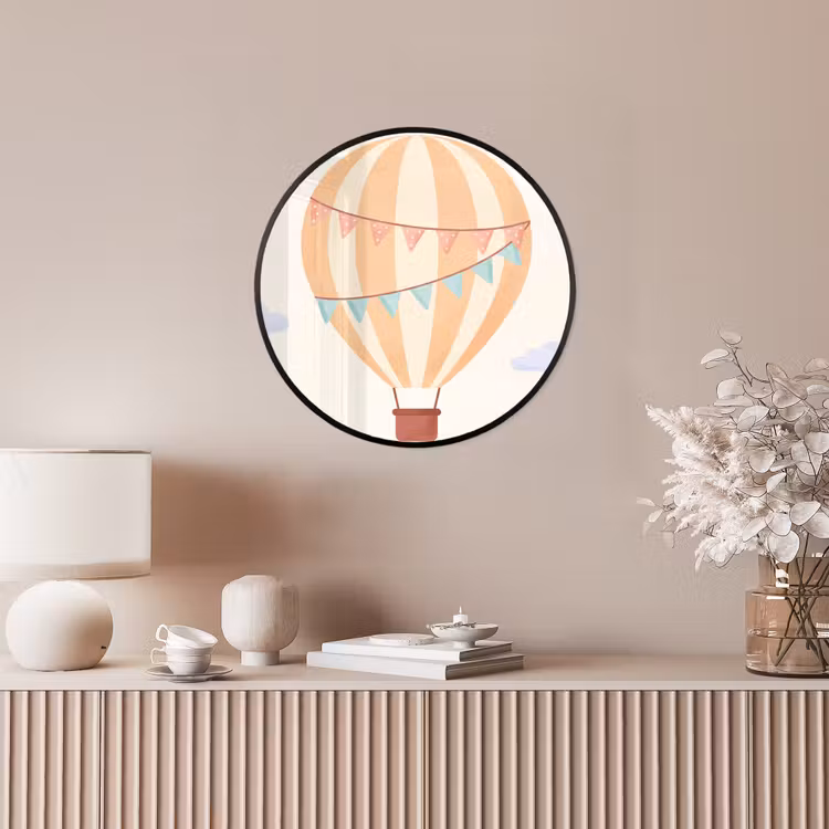 Photo Frame Round - Hot Air Balloon - Clouds - Illustration - Soft - Children's Room — 4