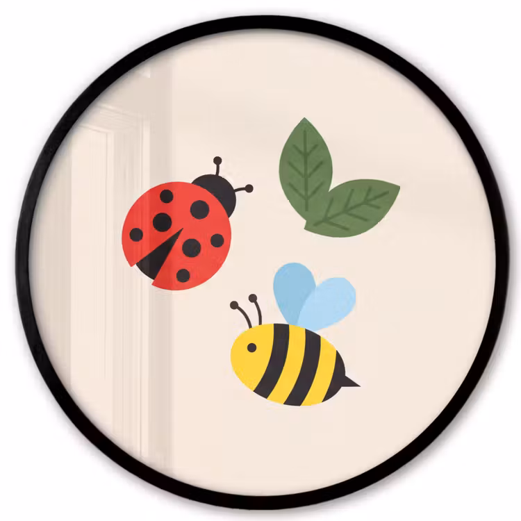 Photo Frame Round - Insect - Leaf - Nature - Playful - Illustration — 1