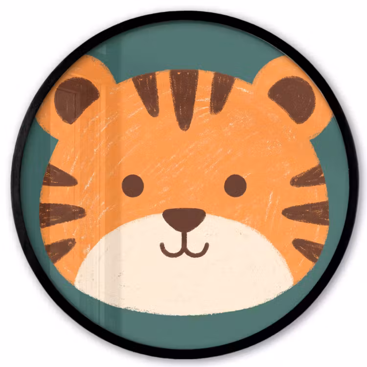 Photo Frame Round - Animals - Head - Orange - Illustration - Modern — 1