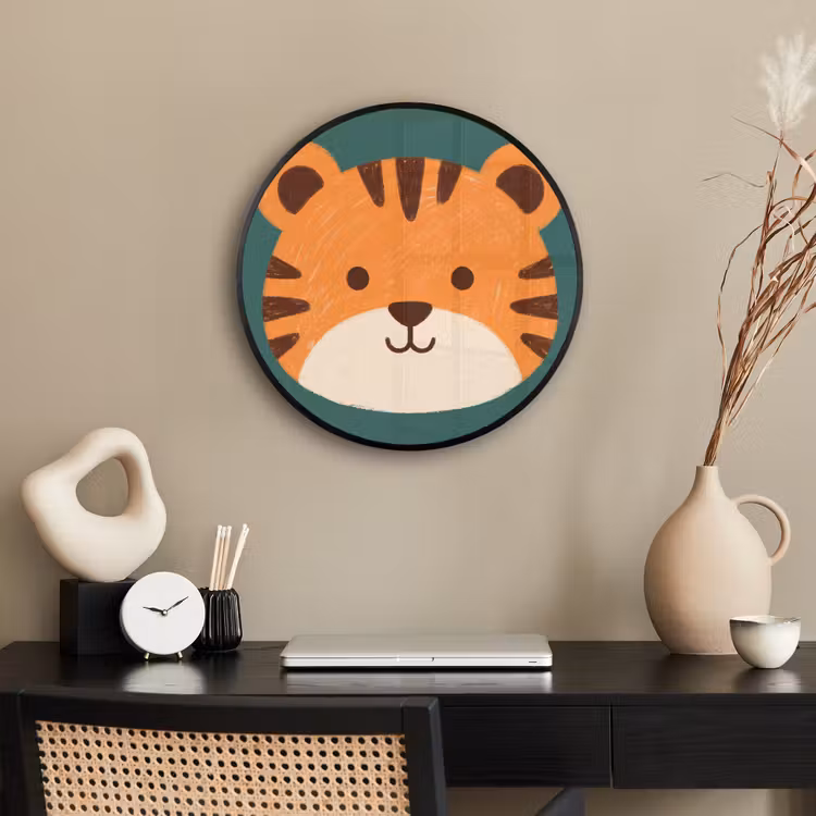 Photo Frame Round - Animals - Head - Orange - Illustration - Modern — 2