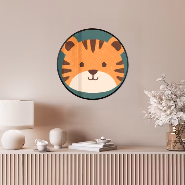 Photo Frame Round - Animals - Head - Orange - Illustration - Modern — 4