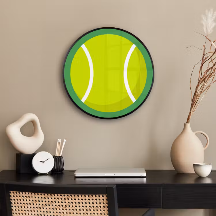 Photo Frame Round - Ball - Yellow - Sports - Green - Illustration — 2