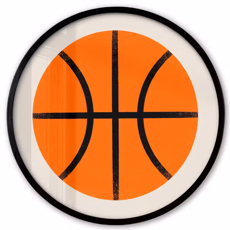 Photo Frame Round - Basketball - Ball - Sports - Illustration - Orange — 1