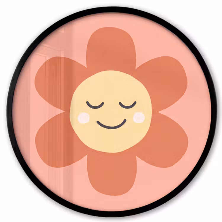 Photo Frame Round - Flowers - Cartoon - Child - Pink — 1
