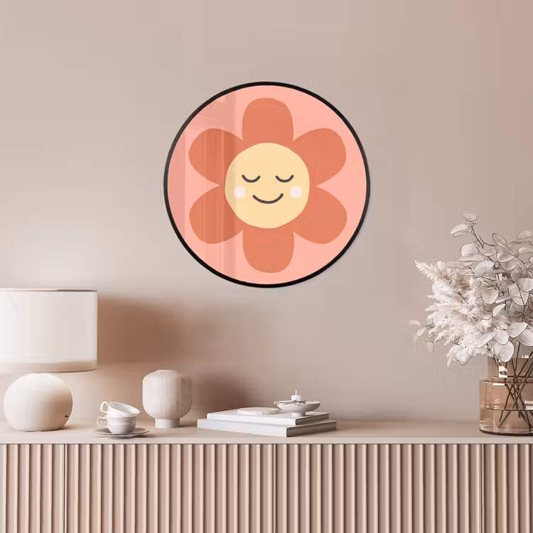 Photo Frame Round - Flowers - Cartoon - Child - Pink — 4
