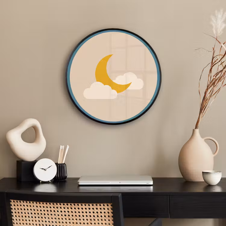 Photo Frame Round - Moon - Clouds - Nature - Abstract - Yellow — 2