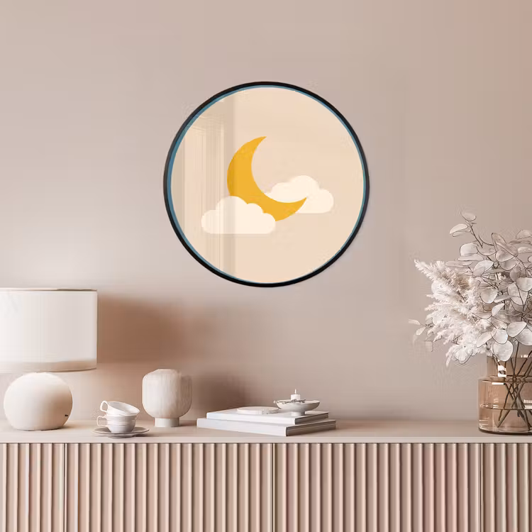 Photo Frame Round - Moon - Clouds - Nature - Abstract - Yellow — 4