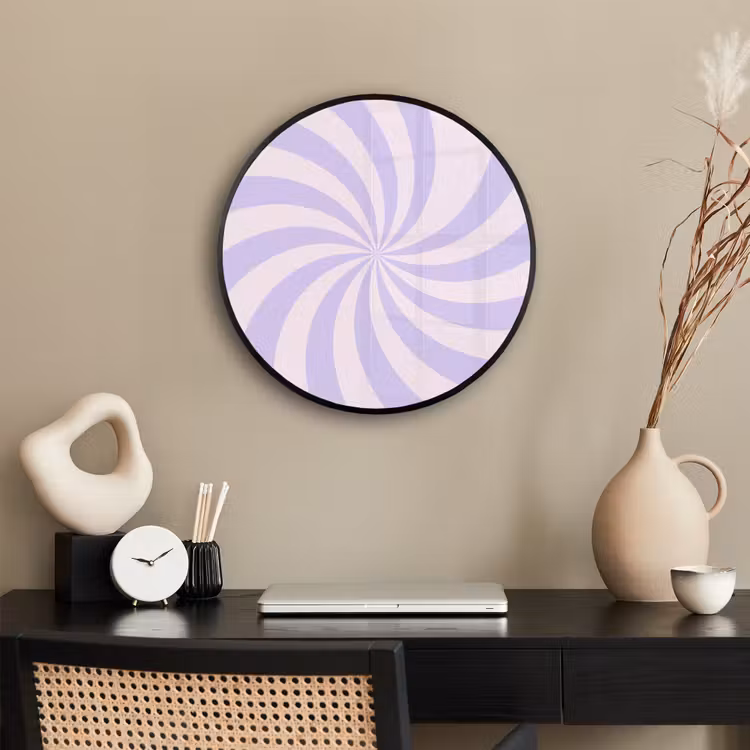 Photo Frame Round - Pattern - Spiral - Abstract - Modern - Purple-Pink — 2