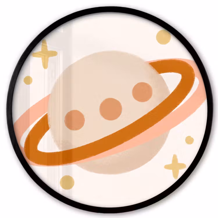 Photo Frame Round - Planet - Rings - Space - Illustration - Beige — 1