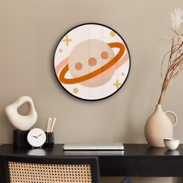 Photo Frame Round - Planet - Rings - Space - Illustration - Beige — 2