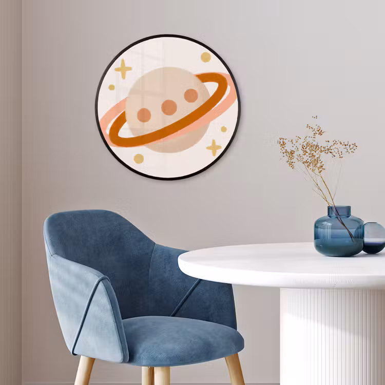 Photo Frame Round - Planet - Rings - Space - Illustration - Beige — 3