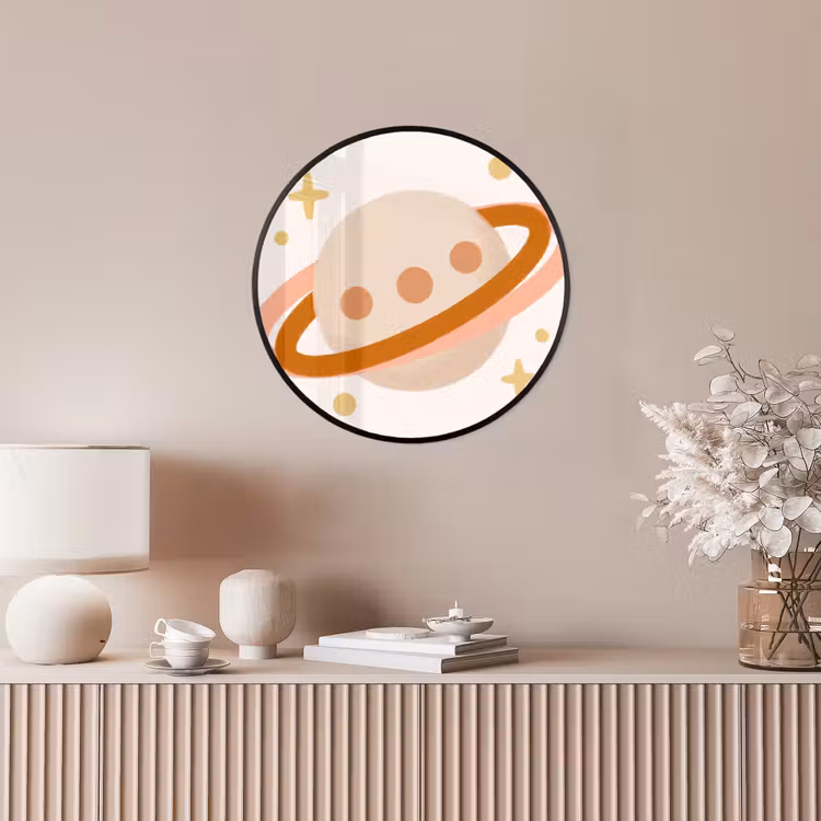 Photo Frame Round - Planet - Rings - Space - Illustration - Beige — 4