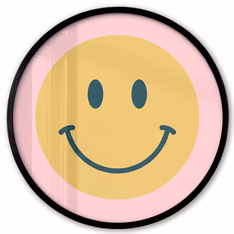 Photo Frame Round - Smiley - Yellow - Pink - Symbol - Minimalist — 1