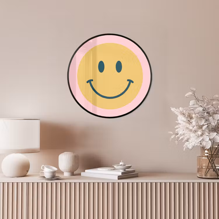 Photo Frame Round - Smiley - Yellow - Pink - Symbol - Minimalist — 4