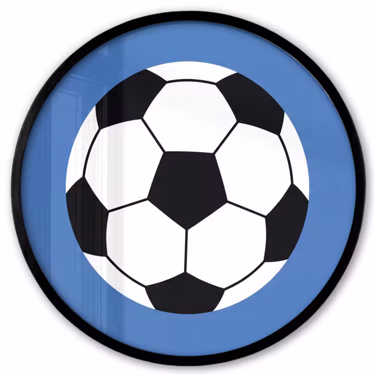 Photo Frame Round - Soccer - Black and White - Sports - Illustration - Blue — 1