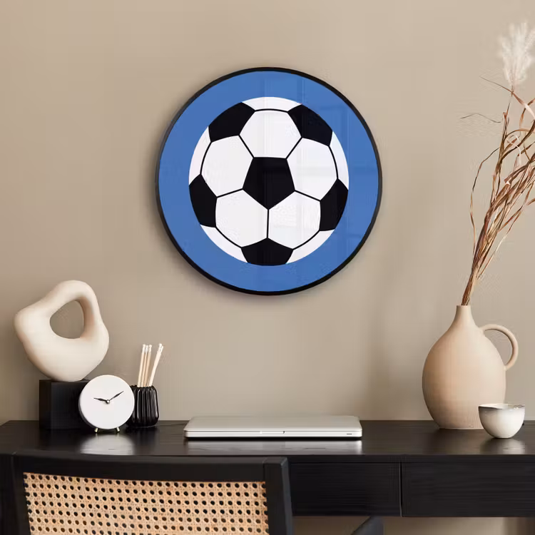 Photo Frame Round - Soccer - Black and White - Sports - Illustration - Blue — 2