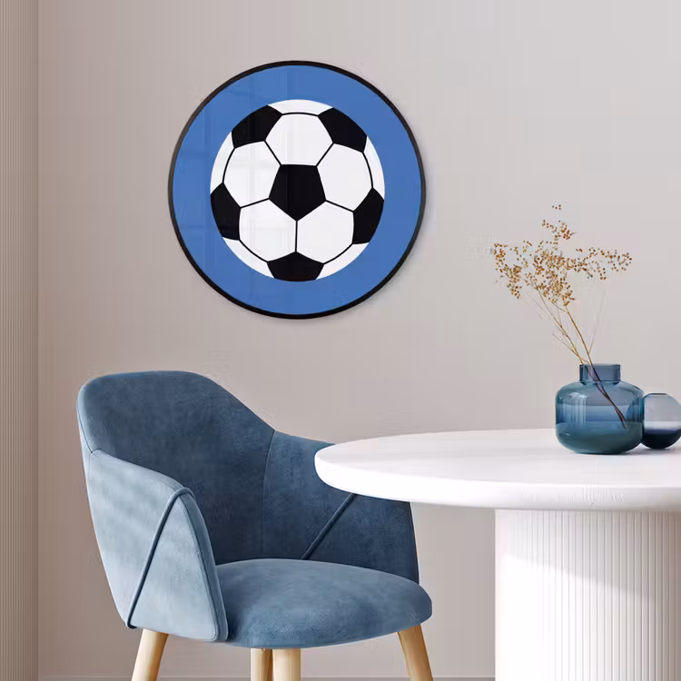 Photo Frame Round - Soccer - Black and White - Sports - Illustration - Blue — 3