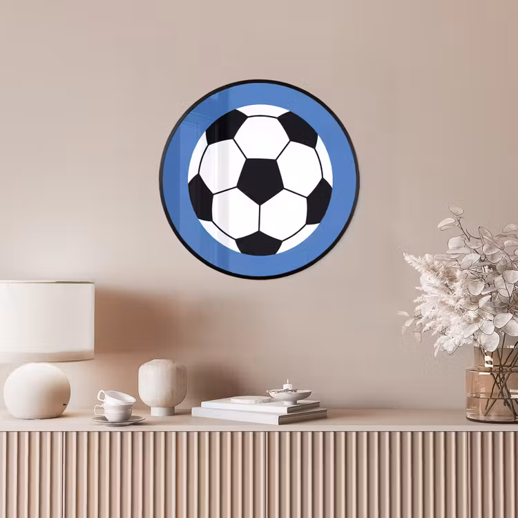 Photo Frame Round - Soccer - Black and White - Sports - Illustration - Blue — 4