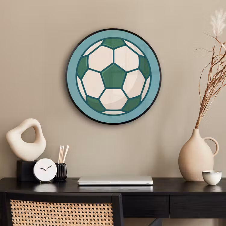 Photo Frame Round - Soccer - Geometric - Sports - Illustration - Blue-green — 2