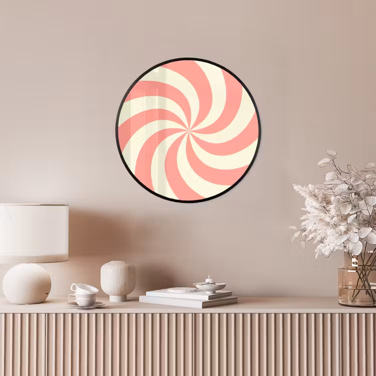 Photo Frame Round - Spiral - Pattern - Abstract - Pink - Beige — 4